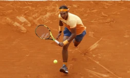 Rafael Nadal lors de la finale du tournoi de Monte-Carlo face à Gaël Monfils, le 17 avril 2016  à Monaco