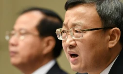 Le vice-ministre chinois du Commerce Wang Shouwen lors d'une conférence de presse à Pékin, le 25 septembre 2018