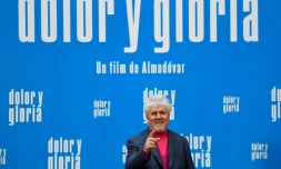 Le cinéaste espagnol Pedro Almodovar lors de la présentation son film "Douleur et Gloire", le 12 mars 2019 à Madrid
