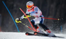 Arthur Bauchet lors du slalom debout, à Jeongseon, le 17 mars 2018