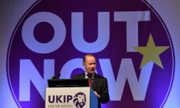 Le chef du parti europhobe britannique Ukip, Henry Bolton, le 29 septembre 2017 à Torquay en Angleterre