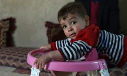 Le petit Donald Trump joue dans la maison de ses parents à Kaboul, le 16 mars 2018