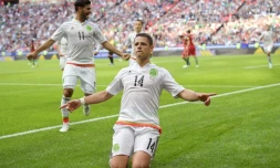 L'attaquant mexicain Chicharito, auteur du premier but contre le Portugal lors de la Coupe des Confédérations, le 18 juin 2017 à Kazan