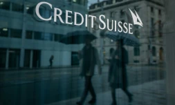 Une agence Credit Suisse Ă GenĂšve, le 24 mars 2023