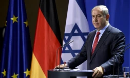 Le Premier ministre israélien Benjamin Netanyanhu lors d'une conférence de presse, le 21 octobre 2015 à Berlin