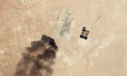 Image satellite obtenue le 16 septembre 2019 auprès de Planet Labs Inc. montrant un site d'hydrocarbures saoudien endommagé par une attaque survenue le 14 septembre 2019