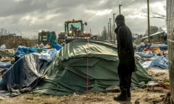 DémantÚlement du camp de migrants la "Jungle" le 3 mars 2016 à Calais