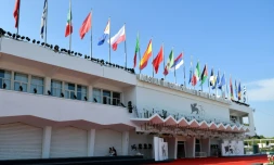 Le palais du cinéma qui accueille la 76e Mostra du 28 août au 7 septembre 2019, à Venise le 27 août 2019