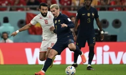 Antoine Griezmann, auteur de l'égalisation française, finalment refusée, face à la Tunisie. — AFP