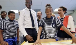 Le Port : Hervé Berville, secrétaire d'Etat à la mer visite le lycée Léon de Lepervanche
