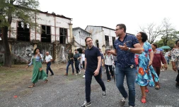 Stéphane Berne en visite à l'ancienne usine de Pierrefonds
