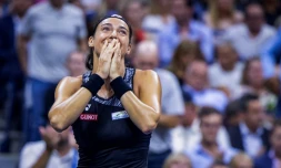 La joueuse française Caroline Garcia après sa victoire en quarts de finale de l'US Open face à l'Américaine Cori Gauff