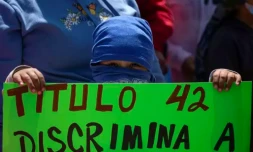 Manifestation contre la mesure controversée "Title 42" devant le consulat des Etats-Unis à Tijuana, au Mexique, le 19 mai