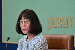 La présidente de la Cour pénale internationale (CPI), Tomoko Akane, au Japan National Press Club à Tokyo, le 14 juin 2024
