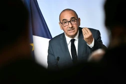 Le ministre de l'Intérieur, Laurent Nuñez, prononce un discours lors d'un point presse, à Paris, le 27 juillet 2026