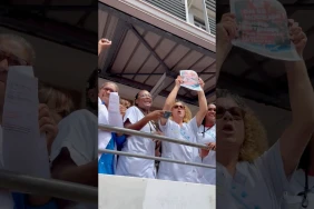 Manifestation du 18 septembre 2025. Plusieurs soignants étaient devant la clinique Saint-Vincent