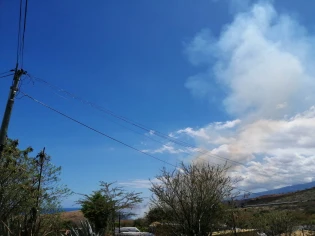 feu dans la savane du Cap Lahoussaye
