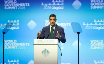 Le Premier ministre espagnol, Pedro Sanchez, au Sommet mondial des gouvernements, à Dubaï, le 3 février 2026
