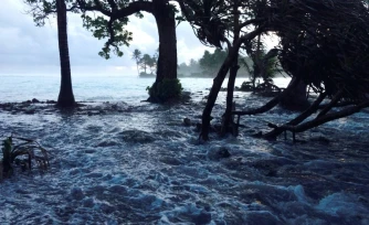 Inondations sur l'atoll de Majuro, aux ßles Marshall, dans l'océan Pacifique le 3 mars 2014