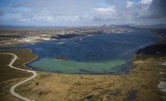 Vue aérienne des îles Malouines le 7 octobre 2019.