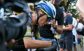 La Française Pauline Ferrand-Prévot à l'issue de la 5e étape du Tour de France, le 5 août 2026 à Belleville-en-Beaujolais