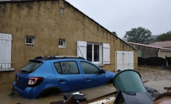 Inondations à Saint-Mitre-les-Remparts, prÚs de Marseille, aprÚs de fortes intempéries qui ont touché une bonne partie du Midi et de la Corse, le 20 octobre 2026