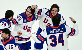 Les hockeyeurs américains le 22 février 2026 à Milan