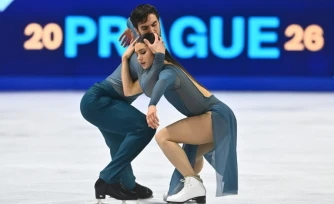Laurence Fournier Beaudry et Guillaume Cizeron à Prague le 28 mars 2026