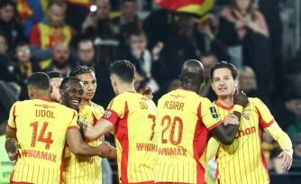 Les joueurs lensois lors du match de Ligue 1 entre Lens et Angers au stade Bollaert-Delelis le 20 mars 2026