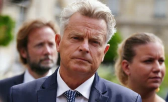 Le secrĂ©taire national du PCF Fabien Roussel Ă l'ĂlysĂ©e, Ă Paris, le 23 aoĂ»t 2024