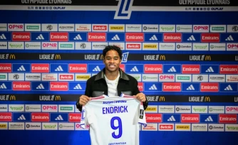 L'attaquant brésilien Endrick, recrue de l'Olympique lyonnais, lors de sa présentation officielle, le 5 janvier 2026