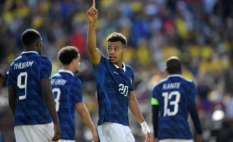 Désiré Doué, double buteur, lors du match amical de la France contre la Colombie à Landover (Maryland) le 29 mars 2026