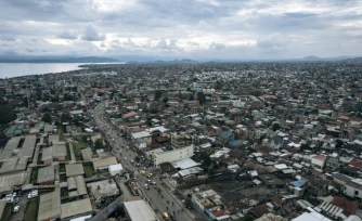 Vue aérienne de la ville de Goma, dans l'est de la RC, le 10 septembre 2023