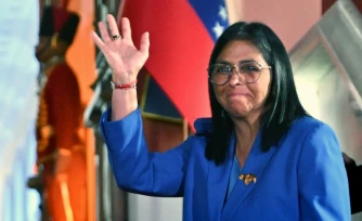 La vice-présidente vénézuélienne Delcy Rodriguez aprÚs la signature d'une loi d'aministie, à Caracas, le 19 février 2026