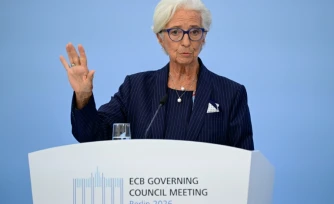 La présidente de la BCE Christine Lagarde lors d'une conférence de presse à Berlin, 10 septembre 2026