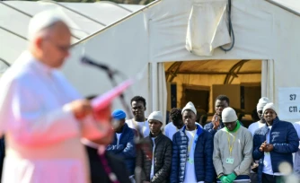 Le pape Léon XIV s'exprime durant une rencontre avec des migrants, à San Cristóbal de La Laguna aux Canaries, le 12 juin 2026