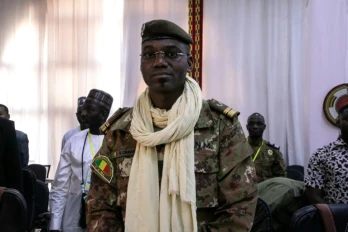 ARCHIVES - Le ministre de la Défense malien Sadio Camara, lors d'une rencontre entre les ministres de la Confédération de l'Alliance des Etats du Sahel (AES) à Ouagadougou, le 15 février 2024. Le ministre a été tué le 25 avril 2026 dans une attaque contre son domicile près de Bamako menée par des groupes armés