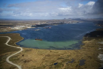 Vue aérienne des îles Malouines le 7 octobre 2019.