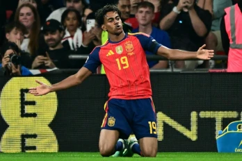 Lamine Yamal, auteur de l'ouverture du score pour l'Espagne face à l'Angleterre, le 26 septembre 2026 à Wembley