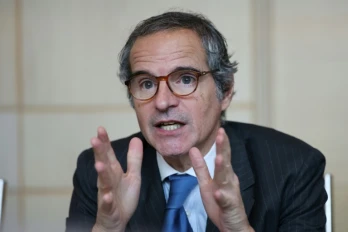 Rafael Grossi, directeur général de l'Agence internationale de l'énergie atomique (AIEA), lors d'une conférence de presse à Séoul, le 15 avril 2026 en Corée du Sud