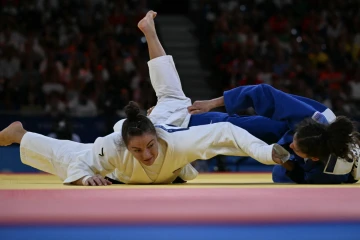 LUIS ROBAYO / AFP Barbara Matic lors de son combat contre Miriam Butkereit pour la médaille d’or le 31 juillet 2024 aux JO de Paris.