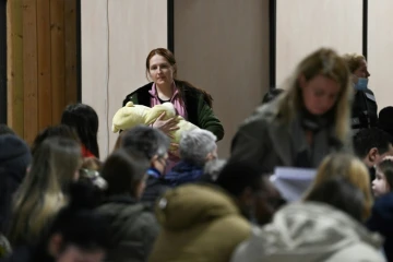 Au centre parisien dédié aux réfugiés arrivés d'Ukraine, Porte de Versailles, le 17 mars 2022