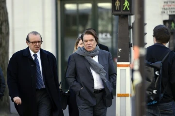 Bernard Tapie et son avocat Hervé Témine le 12 mars 2015 à Paris