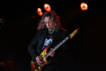Kirk Hammett, guitariste du groupe américain Metallica, au festival Hellfest à Clisson (ouest de la France) le 26 juin 2022