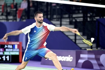 Lucas Mazur lors du double mixte des Jeux paralympiques de Paris 2024, à l'Arena La Chapelle, à Paris, le 2 septembre 2024