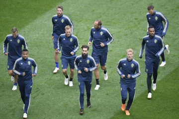 Les Suédois à l'entraînement au stade de Saint-Pétersbourg, le 2 juillet 2018, à la veille du match contre la Suisse