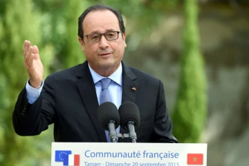 Le président François Hollande s'adresse à la communauté française à Tanger le 20 septembre 2015