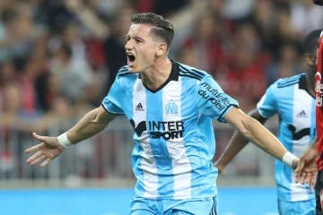 Le Marseillais Florian Thauvin buteur contre l'OGC Nice à l'Allianz Riviera, le 11 septembre 2016