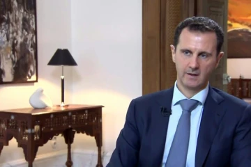 Capture d'écran d'une interview du président syrien, Bachar al-Assad, sur la chaîne iranienne Khabar TV, le 4 octobre 2015 à Damas