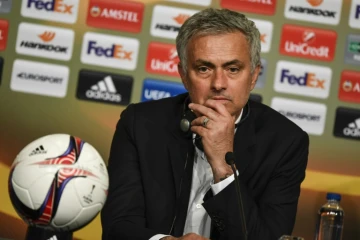 L'entraîneur portugais de Manchester United José Mourinho, en conférence de presse, le 24 mai 2017 à Solna (Suède)